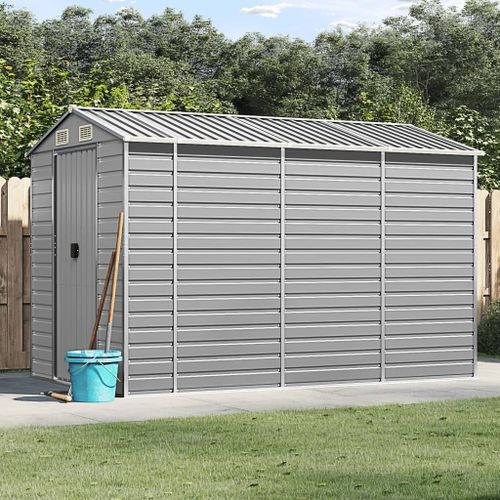 Abri De Jardin Gris Clair 191x300x198 Cm Acier Galvanise