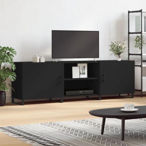Meuble Tv Noir 150x30x50 Cm Bois D'ingenierie