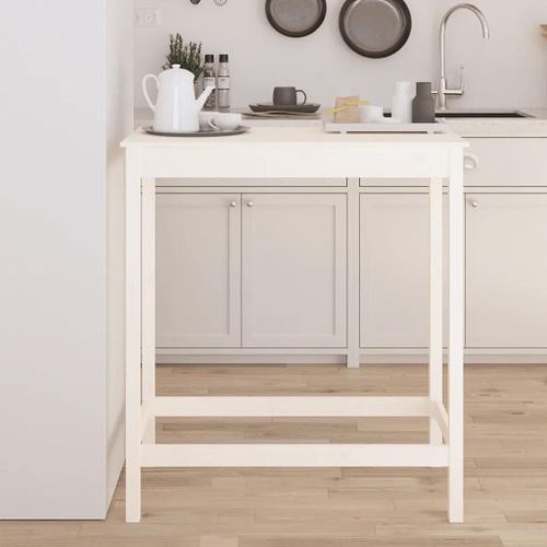 Table De Bar Blanc 100x50x110 Cm Bois Massif De Pin