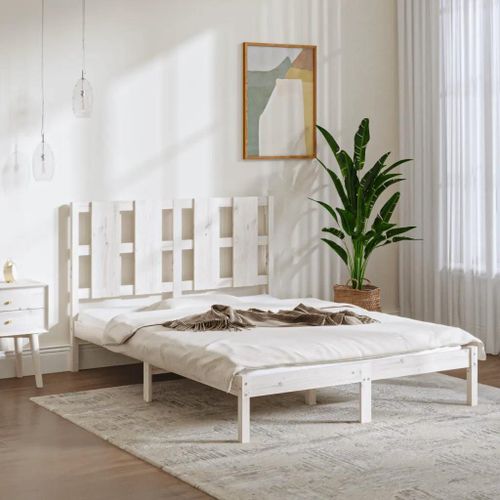 Cadre De Lit Sans Matelas Blanc 120x200 Cm Bois De Pin Massif