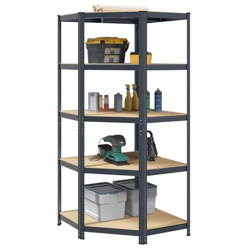 Vidaxl Étagère D'angle À 5 Niveaux Anthracite Acier Bois D'ingénierie