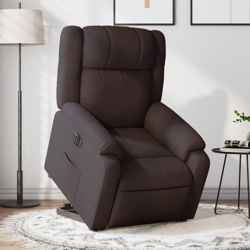 Vidaxl Fauteuil Inclinable Électrique Marron Foncé Tissu