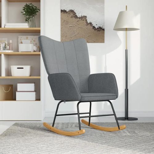 Chaise A Bascule Gris Clair Tissu