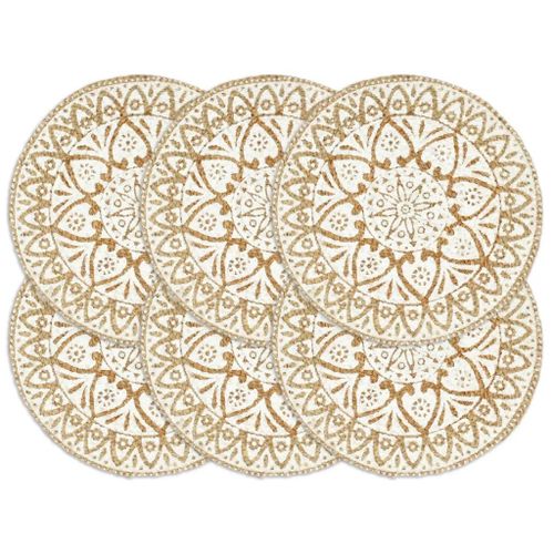 Napperons 6 Pcs Blanc 38 Cm Rond Jute
