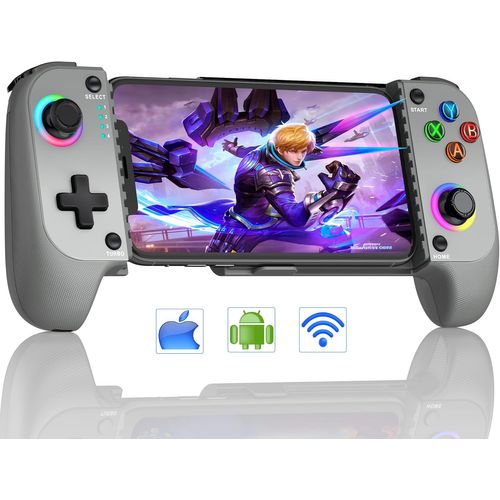 Gothicana By Empmanette De Jeu Mobile Pour Iphone Et Android, Manette De Jeu Sans Fil Pour Xbox/Steam/Geforce Now/Mfi Apple Arcade/Roblox, Avec Joystick À Effet Hall/Rgb-Gris