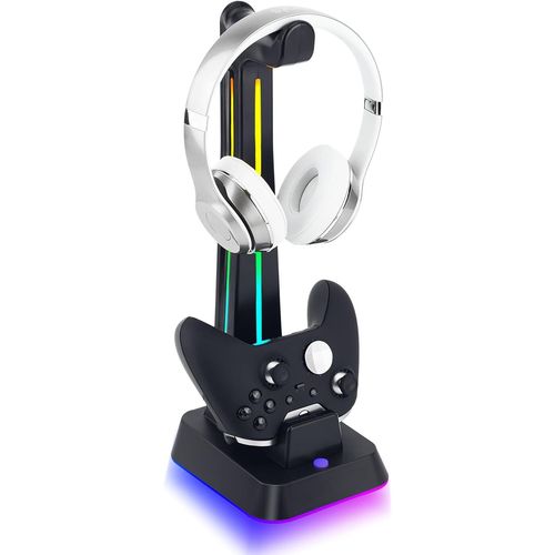 Gothicana By Empstation De Charge Pour Manettes Xbox Series X|S, Elite 1/2, One X|S, One Elite, Support Pour Casques Sans Fil, Avec Éclairage Rgb Polyvalent Et 2 Ports Usb