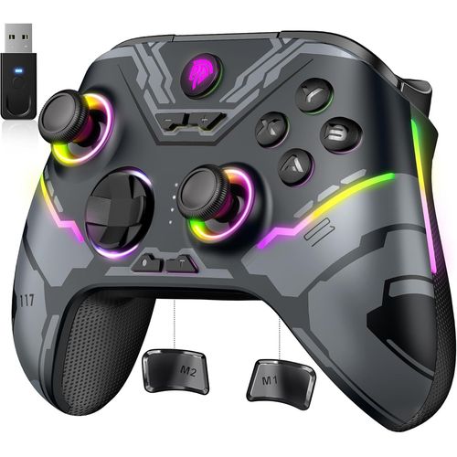 Gothicana By Empmanettes Pc Switch Téléphone Portable Sans Fil Rgb Rétroéclairée, X15 Manette Switch Sans Fil Rechargeable Bluetooth, Manette Pour Mobile Android Ios, Android Tv Box Et Tesla, Noir