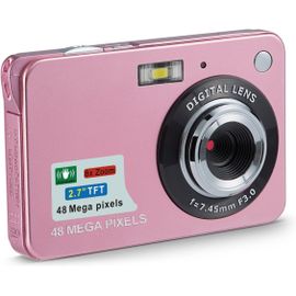 GOTHICANA BY EMPAppareil Photo Numérique 4K,1080P Fhd 44Mp Avec Écran Lcd 2.7"",Appareil Photo Compact Portable Avec Dragonne Et Sac Pour Enfants Adolescents Étudiants Débutants (Rose)