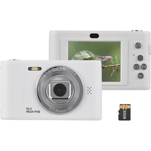 GOTHICANA BY EMPAppareil Photo Numérique Rechargeable Appareil Photo Compact Avec Carte Tf De 32 Go Zoom Numérique 8 X Écran De 2,4 Pouces Machine Numérique Compacte Pour Enfants Adultes Étudiants