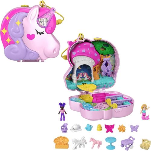 Coffret Forêt Des Licornes, Avec Corne Pailletée Et Décor De Goûter, 2 Mini-Figurines Et 13 Accessoires, Jouet Enfant, Dès 4 Ans, Hcg20