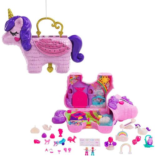 Coffret Licorne En Fête Avec Mini-Figurines Polly Et Lila, Plusieurs Zones De Jeu, 25 Surpr S Et Accessoires, Jouet Pour Enfant, Gvl88
