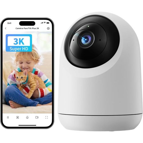 GOUTS ET COULEURSCaméra De Sécurité Domestique 5 Mp ¿ Caméra Panoramique 3K Super Hd, Prise Wi-Fi 2,4 Ghz Pour Moniteur Bébé/Animal De Compagnie, Suivi De Mouvement À 360°, Ia Humain/Animal, Mode
