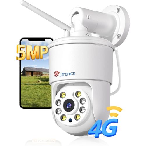 GOUTS ET COULEURS5Mp Caméra Surveillance Extérieure, 3G/4G Lte Caméra Carte Sim, Détection Humain/Véhicule/Animaux, Suivi Automatique, Pc/Smartphone, Vision Nocturne En Couleur, Cloud/128Gb Tf [Tout-