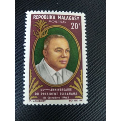 Timbre Madagascar Y T 408 Le Président Philibert Tsiranana 1965 (050509 )