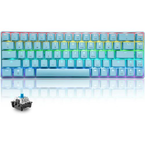 Gothicana By Empt8 Rgb 60% Clavier Mécanique, Clavier De Jeu Filaire Layout Compacte 65%, 18 Led Rvb Chroma Rétroéclairées, Qwerty Mini 68 Touches Full Key Anti-Ghosting Pour Ps4, Xbox, Pc, Mac - Blu