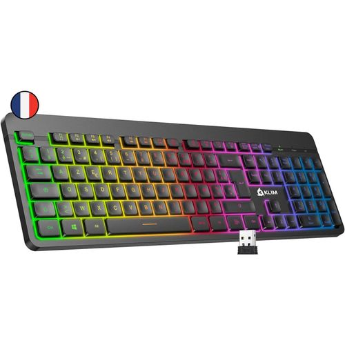Gothicana By Emplight V2 Clavier Sans Fil Azerty + Nouveauté 2024 + Fin, Discret, Waterproof, Silencieux + Clavier Gamer Rétroéclairé Pour Pc Mac Ps4 Ps5 + Batterie Intégrée Longue Durée