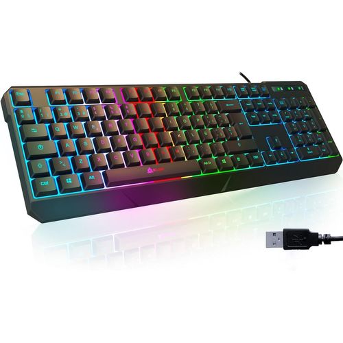 Gothicana By Emp¿ Chroma Spain Clavier Gamers Qwerty Filaire Usb - Haute Performance - Clavier Éclairé Chromatique Gaming Noir Rgb - Pc, Ps4 & Xbox One - Nouvelle Version
