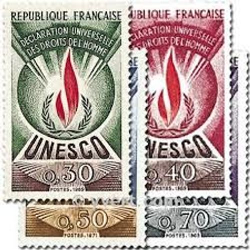 Unesco : Déclaration Universelle Des Droits De L'Homme Allégorie Série Complète Année 1969 Timbres De Service N° 39 40 41 42 Yvert Et Tellier Luxe