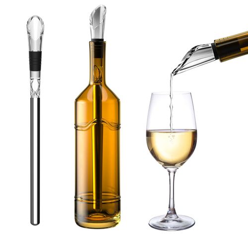Intirilife Barre De Refroidissement Du Vin Pratique En Acier Inoxydable Avec Bec Verseur En Argent - Pour Un Excellent Vin Sans Le Renverser