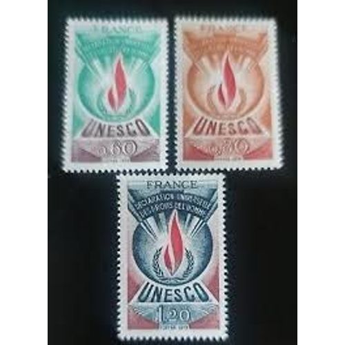 Unesco : Déclaration Universelle Des Droits De L'Homme Allégorie Série Complète Année 1975 Timbres De Service N° 43 44 45 Yvert Et Tellier Luxe