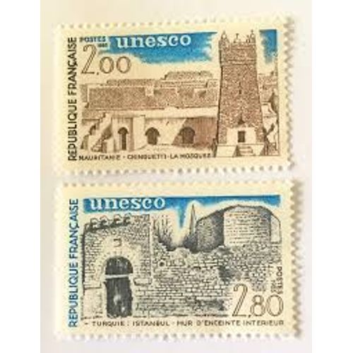 Unesco : Patrimoine Universel Sites Classés À Protéger Mauritanie Et Turquie La Paire Année 1983 Timbres De Service N° 75 76 Yvert Et Tellier Luxe
