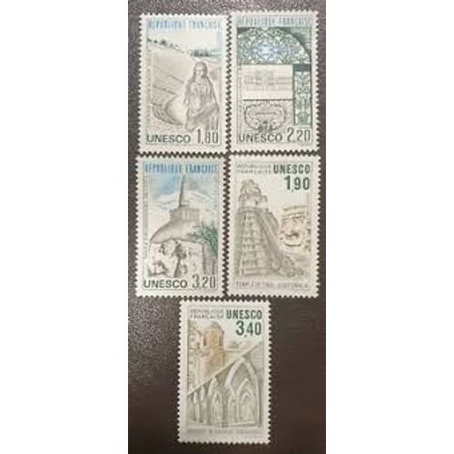 Unesco : Patrimoine Universel Sites Classés À Protéger Lot : Tunisie, Cuba, Sri Lanka, Guatemala, Bandladesh Année 1985 Et Année 1986 Timbres De Service N° 88 89 90 91 92 Yvert Et Tellier Luxe