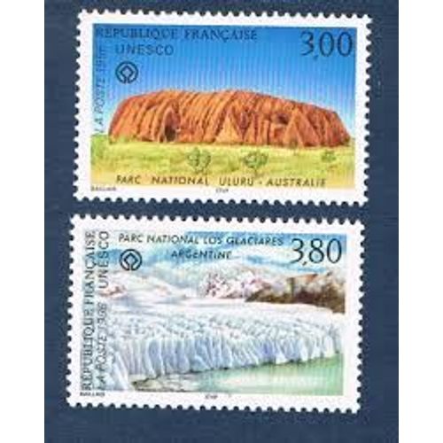 Unesco : Patrimoine Universel Sites Classés À Protéger : Australie Et Argentine La Paire Année 1996 Timbres De Service N° 114 115 Yvert Et Tellier Luxe