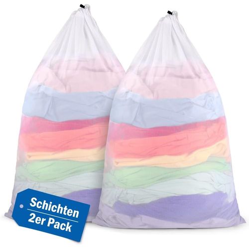 GOUTS ET COULEURSLot De 2 Filets À Linge Pour Machine À Laver 90X60Cm,Sacs À Linge Avec Fermeture Par Cordon,Très Grand Xxl Sac De Lavage Pour Chemises, Manteaux, Couvertures, Draps, Chaussettes, Pel