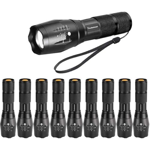 Lampe De Poche Tactique Poche Torche Led Super Lumineux 2000 Lumens Led Poche Torche Portable M Au Point Réglable Torche Zoomable Avec 5 Modes De Lumière (10 Pack)[H653]