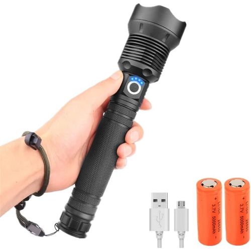 Torche Lampe De Poche Led Rechargeable Super Bright X 70 Led Lampe Militaire Tactique M Au Point Réglable 5 Modes Torche De Poche Étanche Pour Camping Randonnée D'urgence[H894]