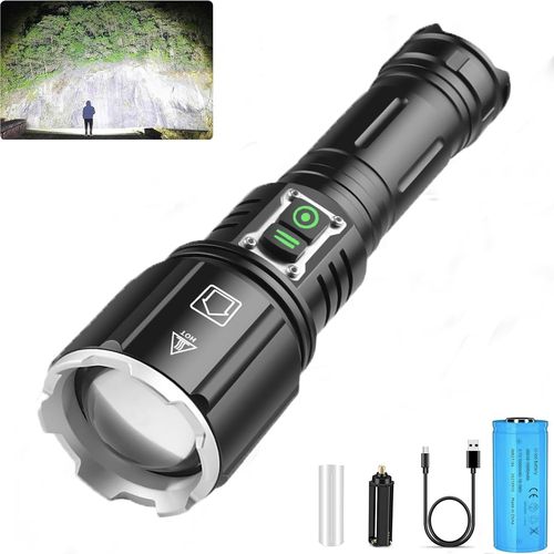 Lampe Torche Led Ultra Puissante,120000 Lumens Lampe Lorche Led Rechargeable,Longue Durée,Lampe Tactique X 160,Ip67 Étanche 5 Modes D'éclairage Pour Camping Randonnée Urgence[H383]