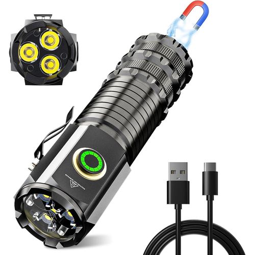 Petite Lampe Torche Rechargeable,5000 Lumens Lampe De Poche Tactique,5 Modes D'éclairage Ipx5 Imperméable,Led A Pile Adaptée Aux Urgences De Camping Et De Randonnée[H45]