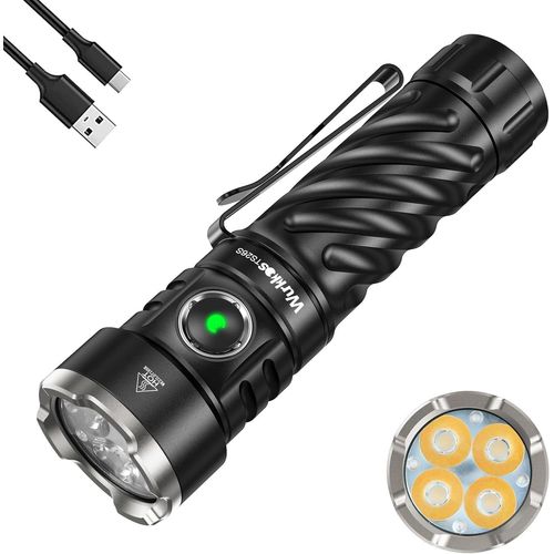 Ts26s Lampe De Poche Rechargeable 3100 Lumens,95cri 4pcs Led 325 Heures Ip68 Étanche Lampe Tactique,191m 5000k 5 Modes Haute Luminosité Lampe De Poch Pour Les Urgences,Le Camping[H1350]