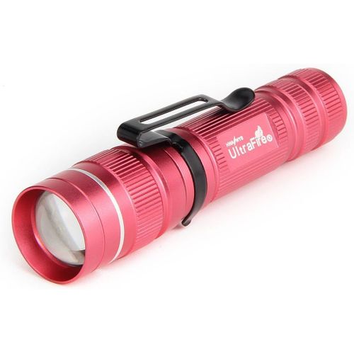 Lampe Torche Petite Led Mini Lampe Poche Focus Réglable 3 Modes 250 Lumen,J3,Zoomable Torche Étanche Torche Tactique (Rose)[H585]