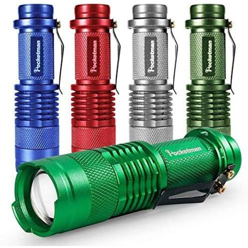 Lot De 5 Mini Lampes De Poche Led 7 W 300 Lm Sk-68 3 Modes M Au Point Réglable Q5 Lampe Torche Tactique Led Pour Camping, Randonnée, Urgence (Cinq Couleurs)[H994]