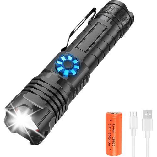 Lampe Torche Led X 99 La Plus Lumineuse, 30000 Lumens Rechargeables Torches Tactiques Led X 99 Lampe De Poche Avec Gradation En Continu, Lampe Torche Zoomable Étanche À 5 Modes Pour La Rando[H1200]