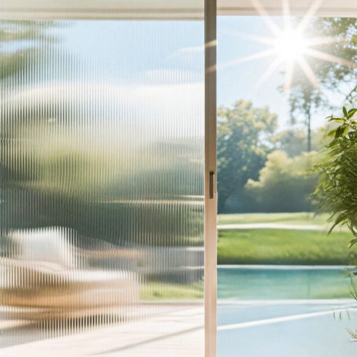 Film de confidentialité autocollant pour fenêtre en verre dépoli + 1 applicateur - Film de protection contre les UV - Décoration pour miroir, salle de bain, maison et intérieur - 45 x 200 cm