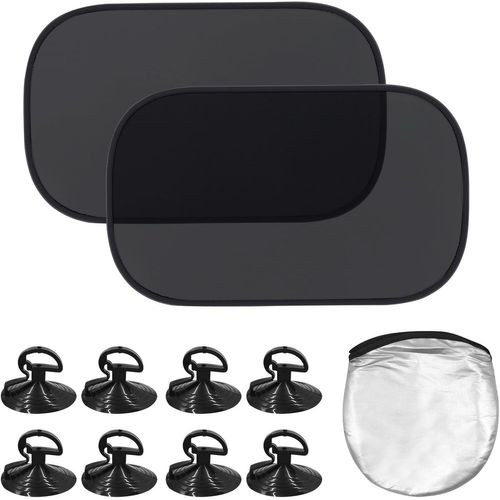 2pcs Pare Soleil Voiture Bébé Enfant, Pare-Soleils Auto Adhésif Plus Grande, Universel Pare-Soleil Voiture Protection Uv Et Solaire Avec 8 Ventouses Et Sac De Rangement 53x36cm