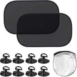 2pcs Pare Soleil Voiture Bébé Enfant, Pare-Soleils Auto Adhésif Plus Grande, Universel Pare-Soleil Voiture Protection Uv Et Solaire Avec 8 Ventouses Et Sac De Rangement 53x36cm