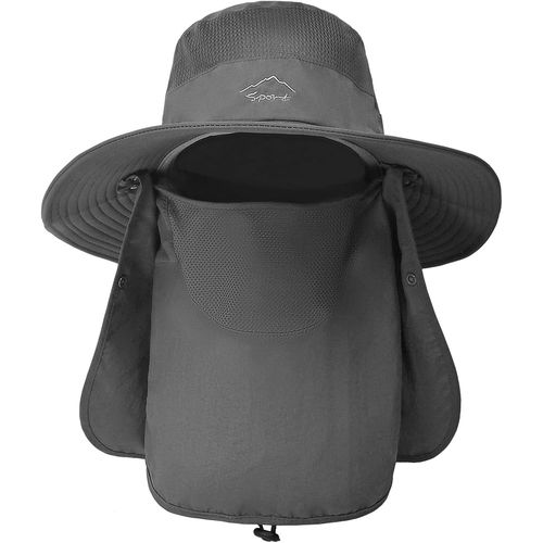 Chapeau De Soleil Avec Protection Cou Visage Détachable, Chapeaux De Pêche De Upf 50+, Camping Randonnée Marche Voyage Casquettes Chapeaux De Pliable Chapeau Bucket - Sangle De Menton Réglable