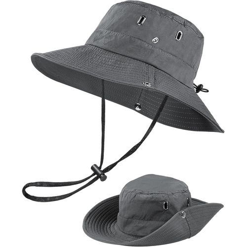 Chapeau De Soleil À Large Bord Unisex, Anti Uv Chapeau De Brousse Pliable Randonnée Peche Pour Hommes Femmes