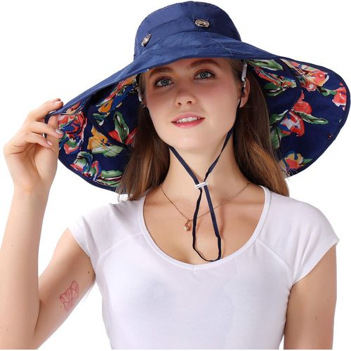 Chapeau De Soleil 2 En 1 Pliable Avec Visière Amovible, À Large Bord, Protection Upf 50 + Qui Protège Jusqu¿Au Cou, Pour Voyages, Vacances, Plage, Cyclisme, Camping, Randonnées,Ou Course