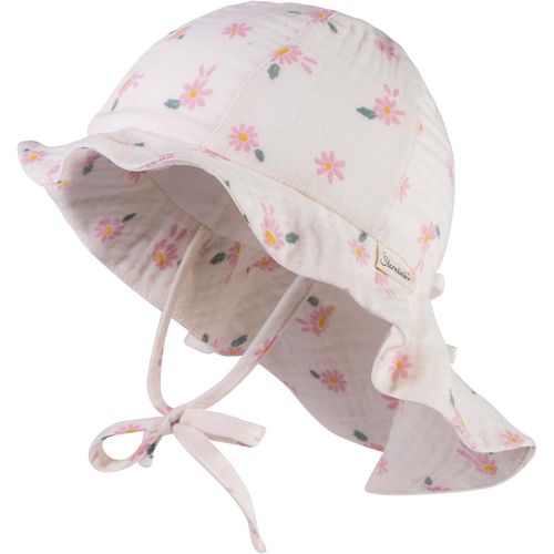 Chapeau De Soleil Marguerite En Mousseline Avec Cordon De Serrage Et Protège-Nuque Fille