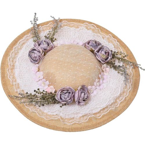 Chapeau Victorien Pour Femmes Et Filles - Chapeau Plat Vintage À Fleurs