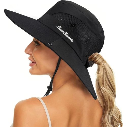Chapeau De Soleil Pliable En Maille À Large Bord Avec Trou Pour Queue De Cheval