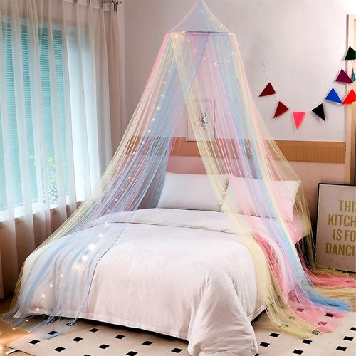 Ciel De Lit Pour Fille, Moustiquaire De Lit, Princesse Arc-En-Ciel, Rideaux De Lit À Baldaquin, Lit Simple, Lit Double, Fille, Moustiquaire Pour Chambre D'enfant,Décoration De Chambre 60x250x1200