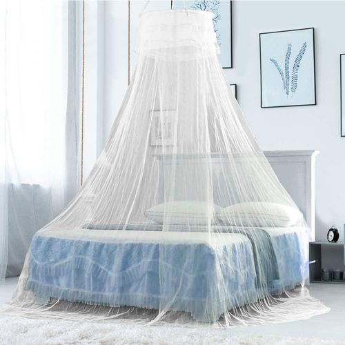Moustiquaire Grand Lit Dôme 2.6mx11mx0.6m Moustiquaire Ciel de Lit Blanc Filet Anti Moustiquaire Lit 1 Place / 2 Places Moustiquaire à Suspendre Maille Fine pour Enfant Chambre Voyage