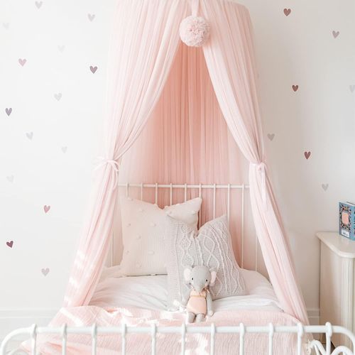 Ciel De Lit Pour Enfants, Enfants Lit Baldaquin Décoration De Chambre D'enfant En Forme De Dôme Moustiquaire En Maille Respirante Pour Bébé, Rose