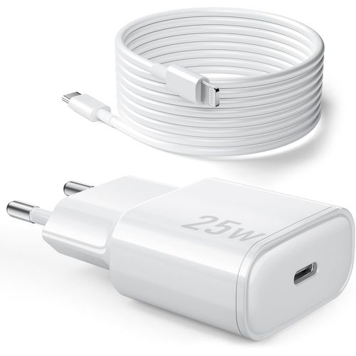 SHIBA-Chargeur pour iPhone 14/13/12/11, 25W USB C Prise Rapide avec 2m Cable Lightning pour iPhone 14/14Pro/13/13 Mini/13 Pro/13 P[1