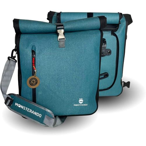 Sac De Vélo 3 En 1 - En Pet Recyclé Durable - Convient Comme Porte-Bagages, Sac À Dos Et Sac À Bandoulière - Imperméable - 25 L - Bleu Océan